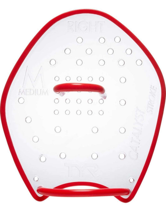 TYR Catalyst Stroke clear plastic swim fin with red trim