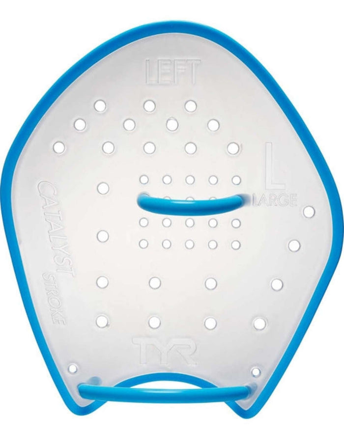 Tyr Catalyst Stroke left swim fin with perforated blue design