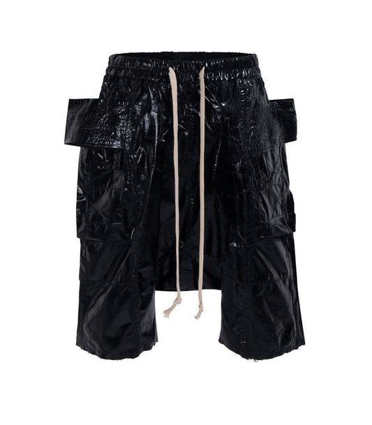 Undeveloped Shine Dropcrotch Black Cargo Shorts