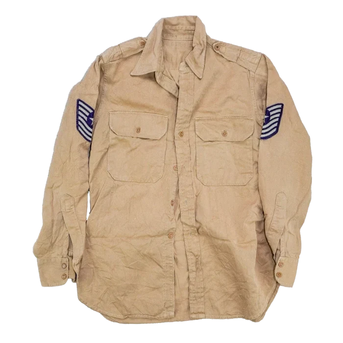 US Air Force 1960s Khaki Long Sleeve Shirt - Small - US Air Force Surplus - Service Shirts