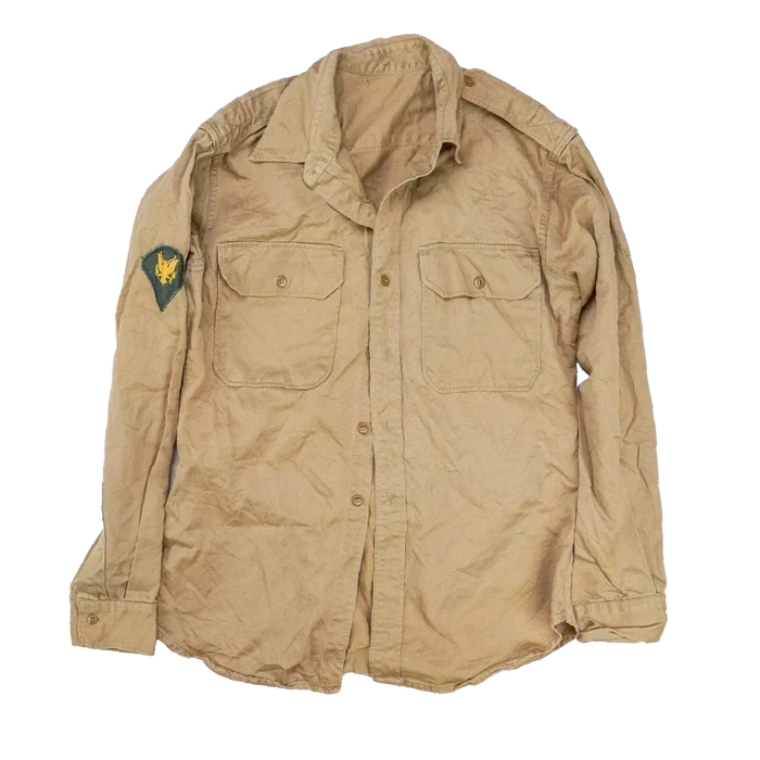 US Army 1950s Khaki Long Sleeve Shirt - 16x35, Medium - US Army Surplus - Service Shirts
