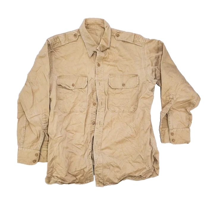 US Army 1950s Khaki Long Sleeve Shirt - Medium - US Army Surplus - Service Shirts