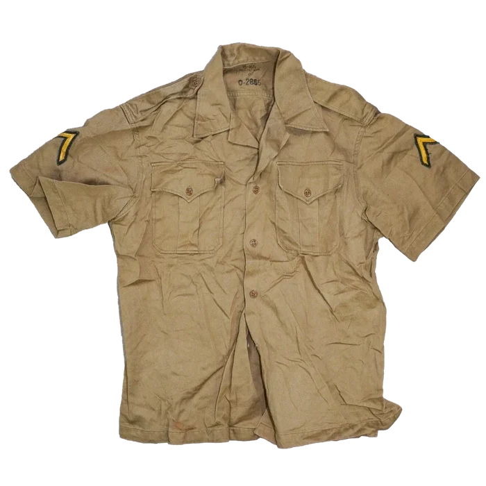 US Army 1950s Khaki Short Sleeve Shirt - Large - US Army Surplus - Service Shirts
