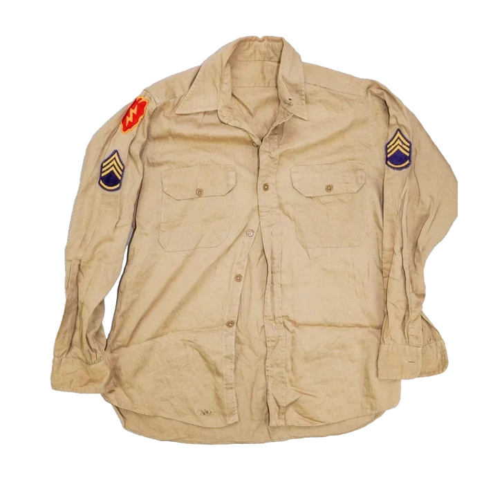 US Army 1960s Khaki Long Sleeve Shirt - Medium - US Army Surplus - Service Shirts