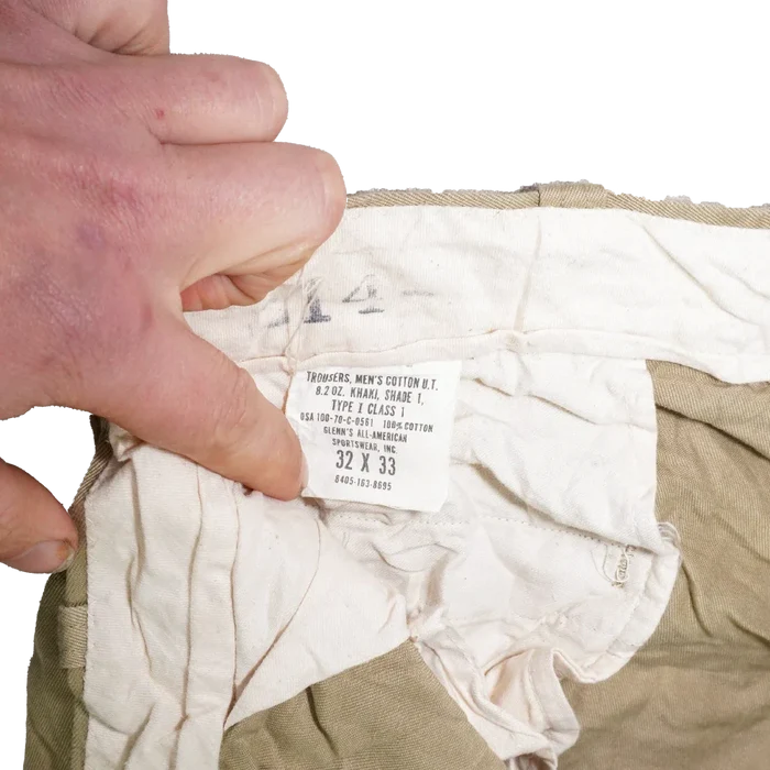 US Army 1970s Khaki Chino Trousers - 32x33, Medium - US Army Surplus - Dress Trousers