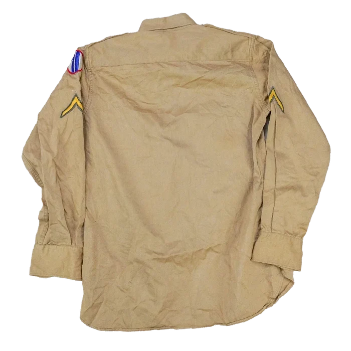 US Army 71st Infantry Division 1950s Khaki Long Sleeve Shirt - Small - US Army Surplus - Field Shirts