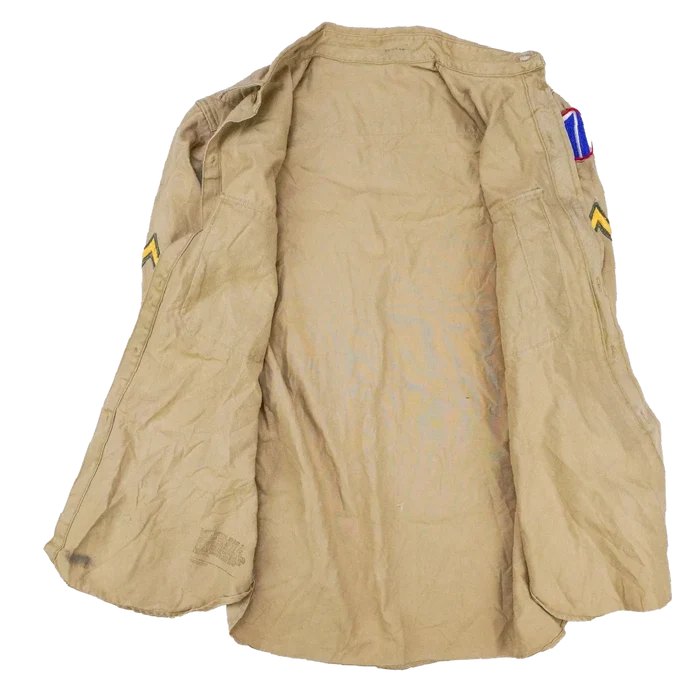 US Army 71st Infantry Division 1950s Khaki Long Sleeve Shirt - Small - US Army Surplus - Field Shirts