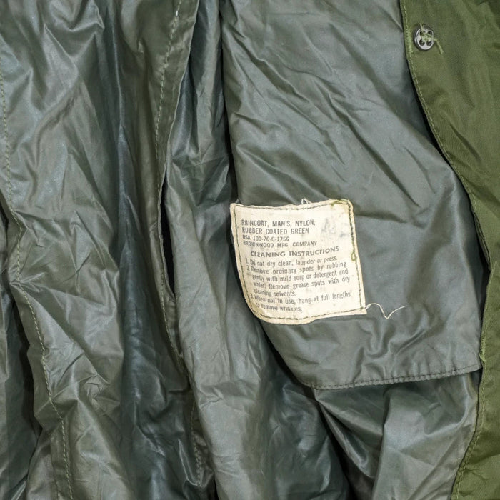 US Army Olive Nylon Raincoat - 36R, Small, Item 2 - US Army Surplus - Rain Jackets