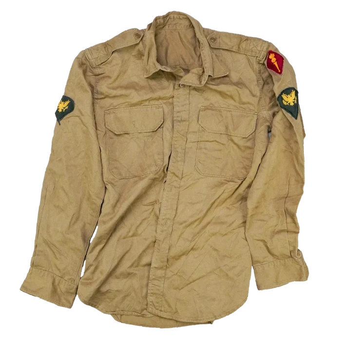 US Army Ordnance Corps 1950s Khaki Long Sleeve Shirt - 16x35, Medium - US Army Surplus - Service Shirts
