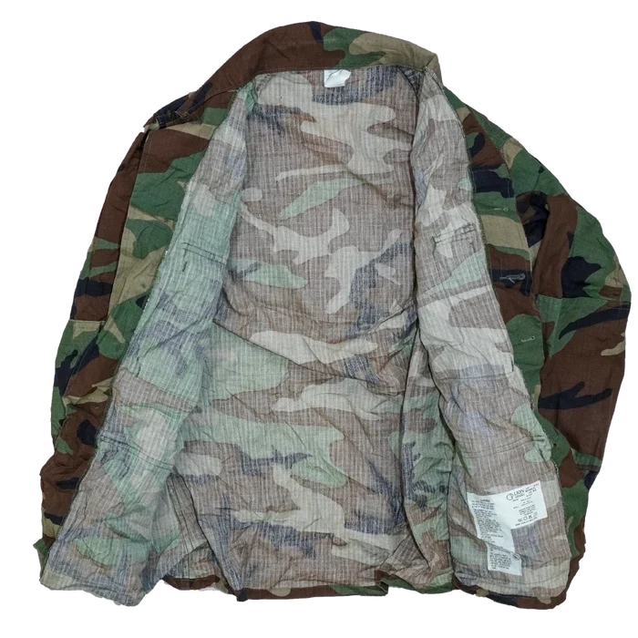 US Made Lion Apparel Woodland Ripstop BDU Shirt with 'Bulldogs' Logo - Medium - Army & Outdoors - Field Shirts