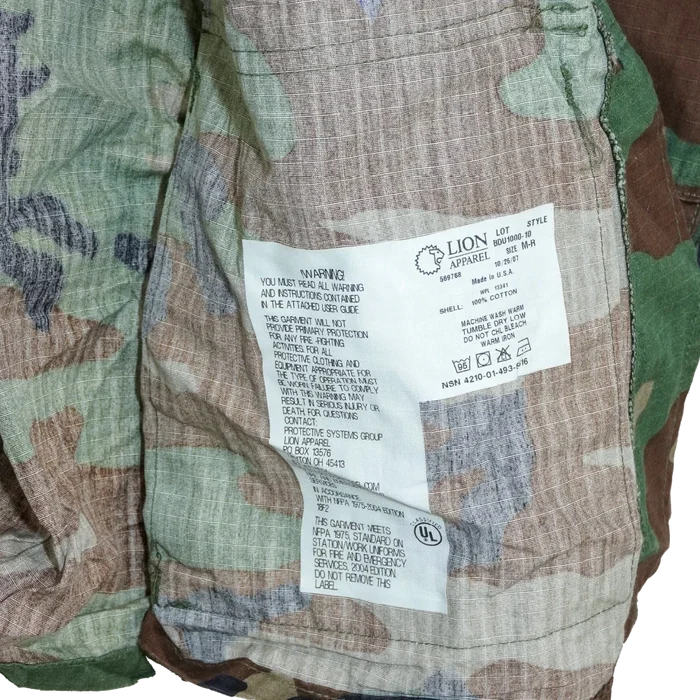 US Made Lion Apparel Woodland Ripstop BDU Shirt with 'Bulldogs' Logo - Medium - Army & Outdoors - Field Shirts