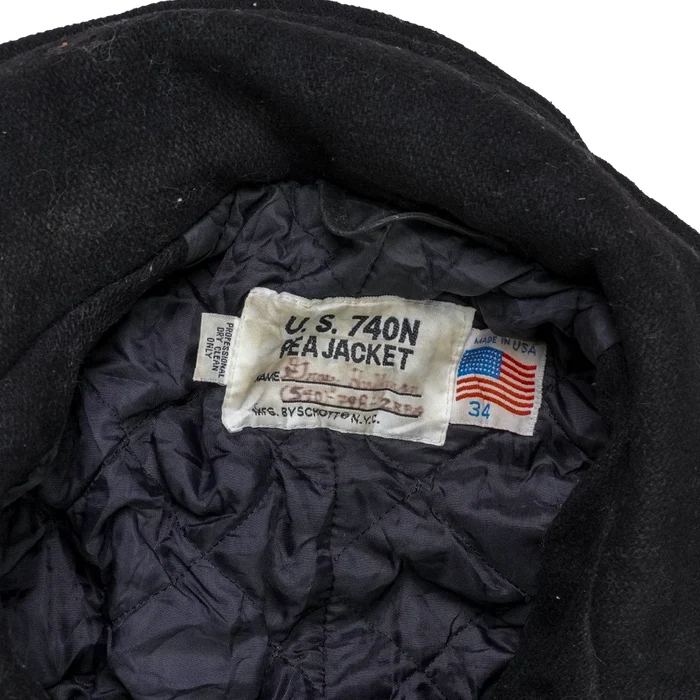 US Made Schott 740N Black Pea Jacket - 34, XSmall - Army & Outdoors - Great Coats