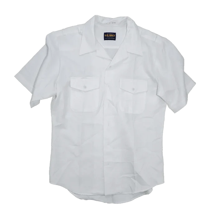 US Navy White Short Sleeve Service Shirt - Medium - US Navy Surplus - Service Shirts