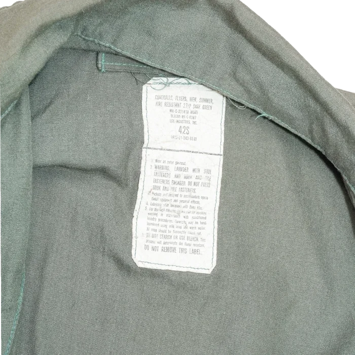USGI CWU-27/P Olive Flyers Coveralls - 42S, Large - US Air Force Surplus - Overalls