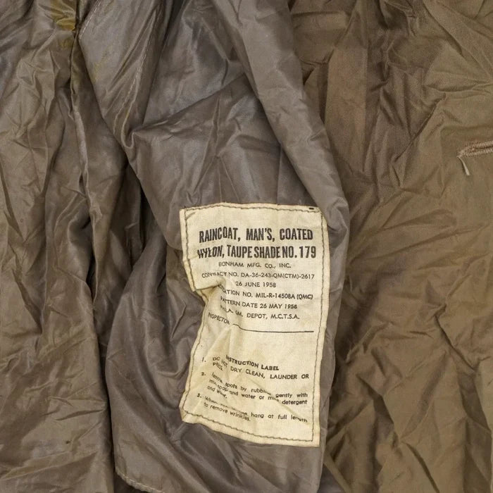 USGI Taupe Shade No. 179 Nylon Raincoat - 38R, Medium, Item 2 - US Army Surplus - Rain Jackets