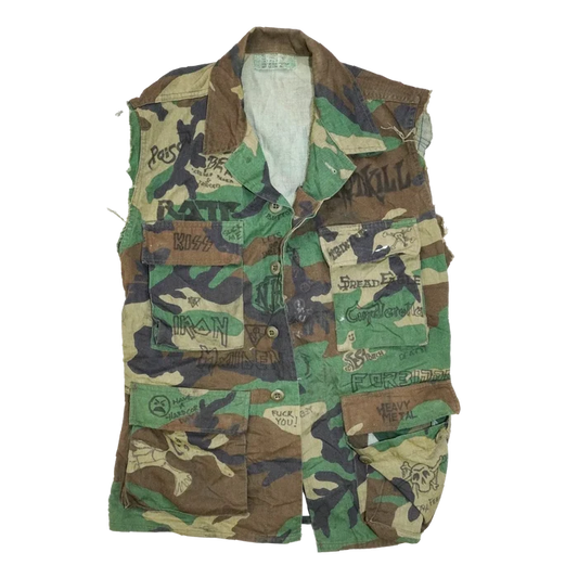 USGI Woodland Modified BDU Shirt w/ Graffiti and Lord Tracy Logo - XSmall - Army & Outdoors - Field Shirts