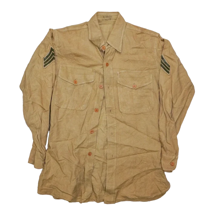 USMC 1950s Khaki Long Sleeve Shirt - Small - USMC Surplus - Service Shirts