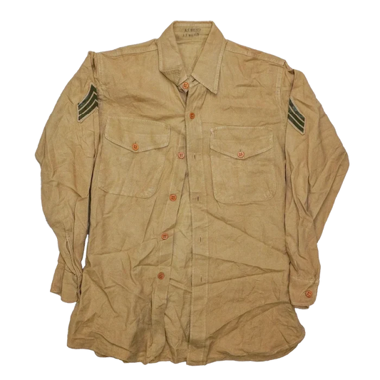 USMC 1950s Khaki Long Sleeve Shirt - Small - USMC Surplus - Service Shirts