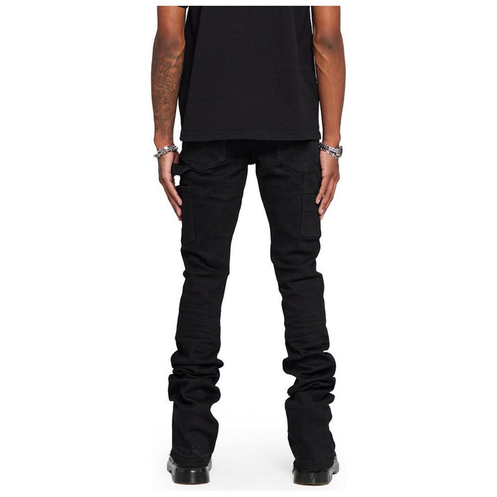 Trendy Valabasas Mr Extendo Super Stacked Black Denim Jeans with adjustable waistband and zipper fly