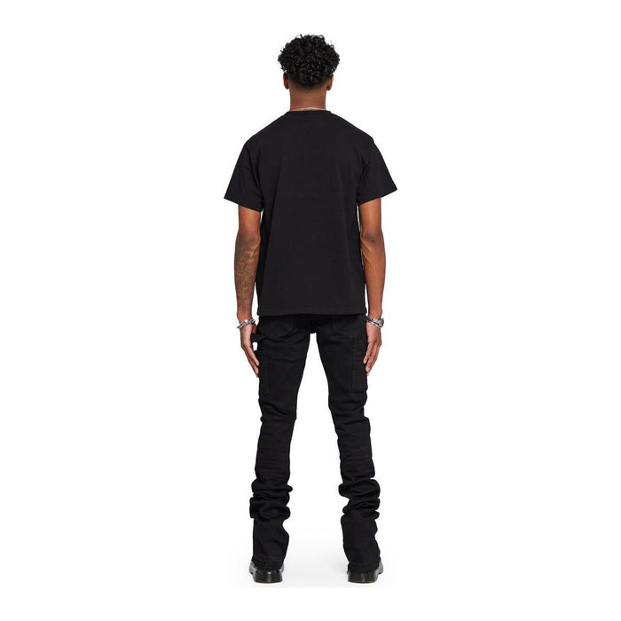 Comfortable Valabasas Mr Extendo Super Stacked Black Denim Jeans with stretch fabric and straight leg