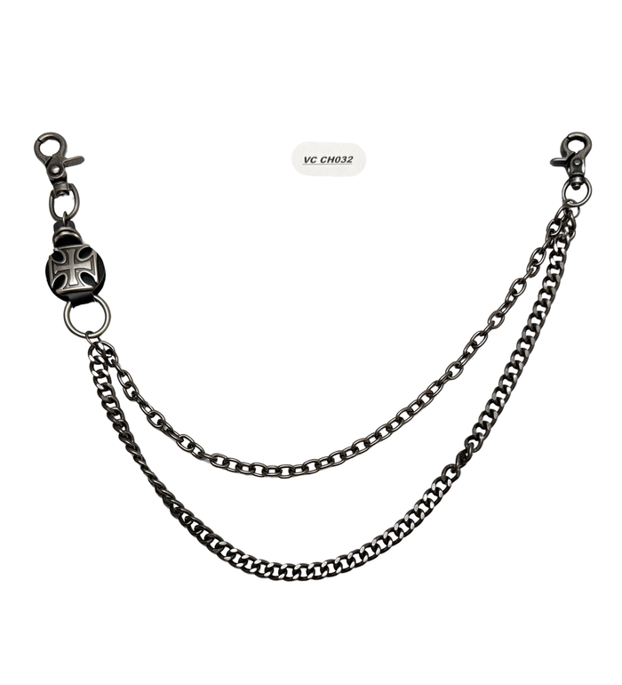 Black trim Vicious Maltese Cross chains designed for denim jeans, style VCCH32