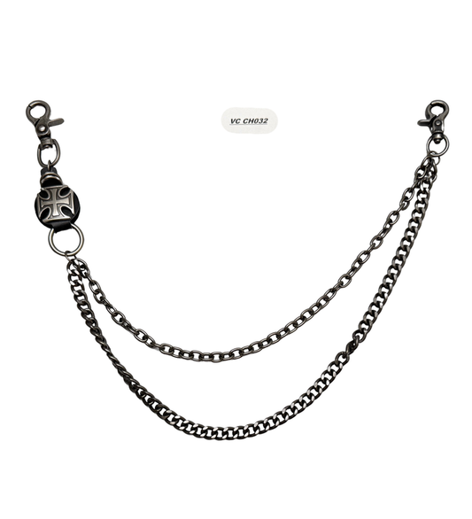 Black trim Vicious Maltese Cross chains designed for denim jeans, style VCCH32