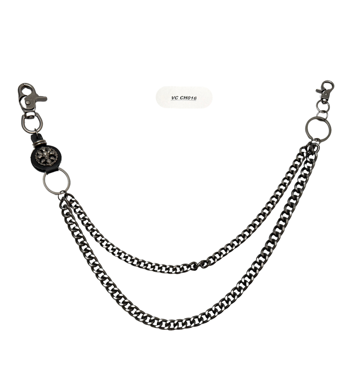 Vicious Skulls Chains for Denim in black trim, style VCCH16, featuring skull motifs and chain embellishments