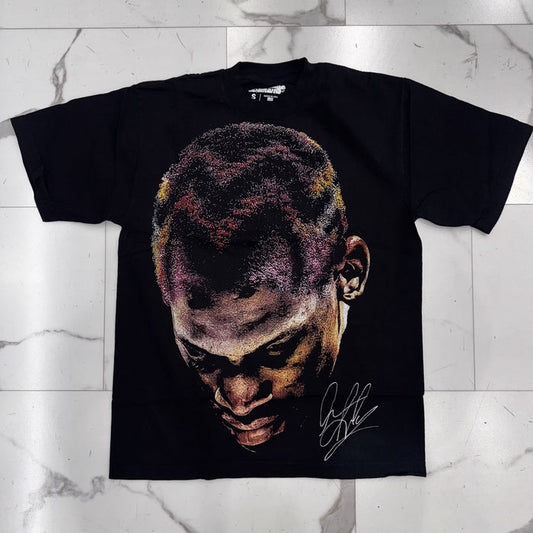 Vintage Demand Dennis Rodman Black Big Head Tee with 65 OZ 100% Cotton, Dropped Shoulder, and Jumbo Print