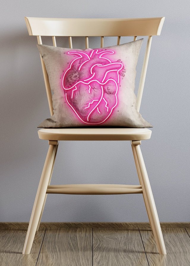 Vintage Neon Heart Cushion