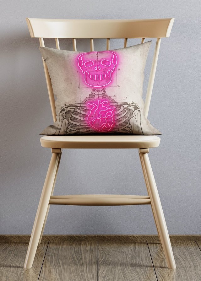 Vintage Neon Skeleton Cushion