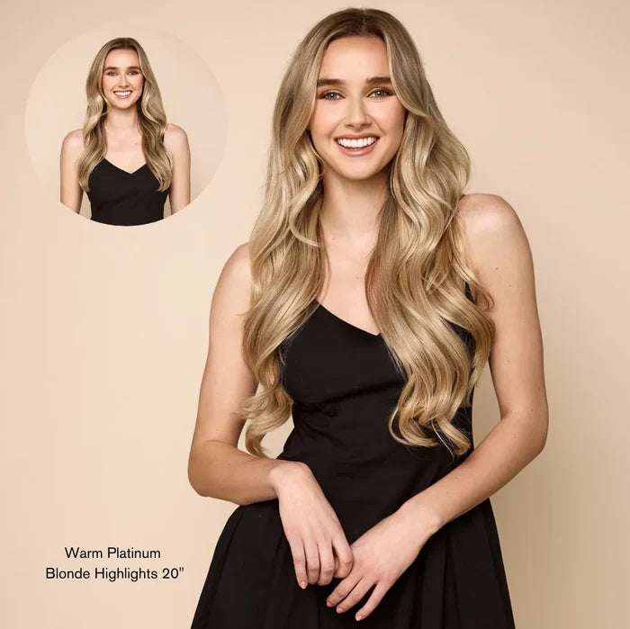 Warm Platinum Blonde Highlights (P18/613) 20" 220g - Clip-Ins