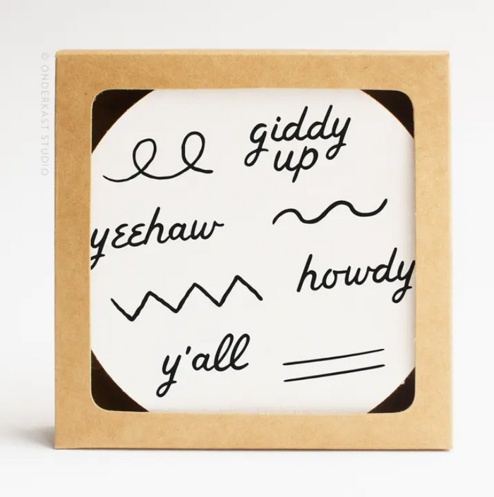 Western Words Letterpress Coaster Set