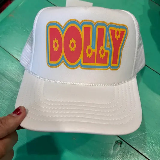 White Retro Dolly Flower Trucker | Dolly | Western Caps | Hats