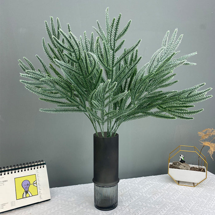 Wholesale Artificial Flocked Pine Twig Greenery Plant Stem 27 Inch