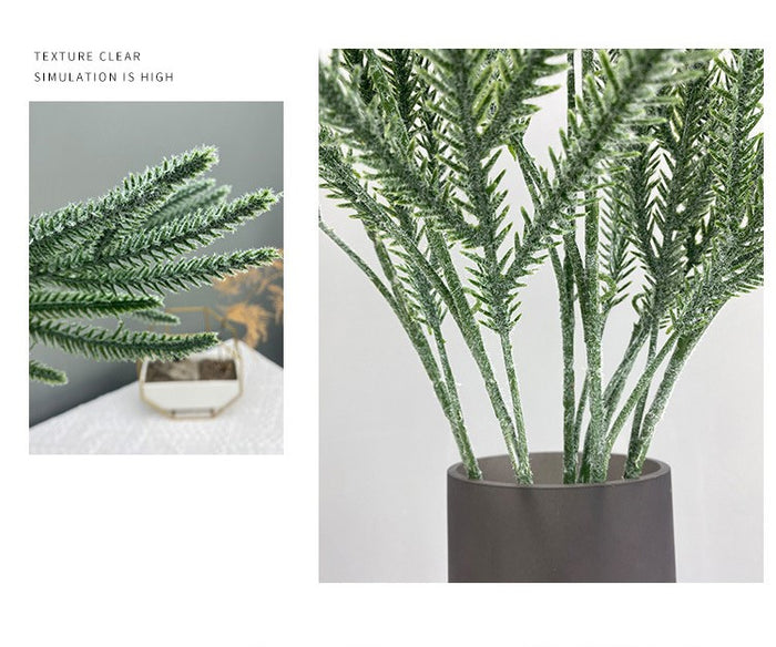 Wholesale Artificial Flocked Pine Twig Greenery Plant Stem 27 Inch