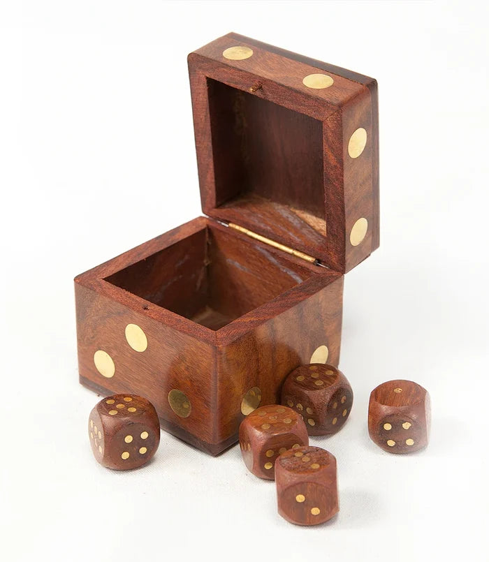 Wooden 5 Dice Set in Box