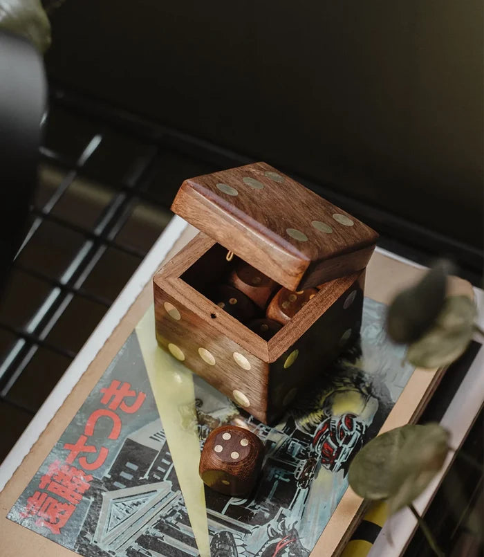 Wooden 5 Dice Set in Box