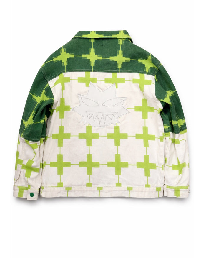 XTRA DEADLY GREEN CROSS DENIM JACKET