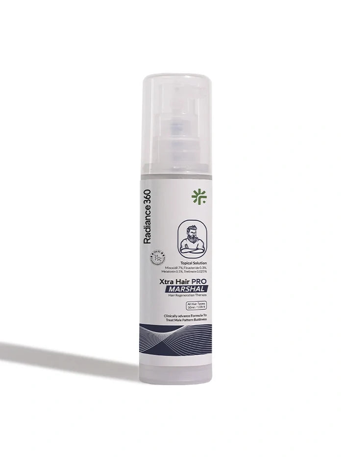 Skincare product bottle labeled 'Radiance360' on a white background
