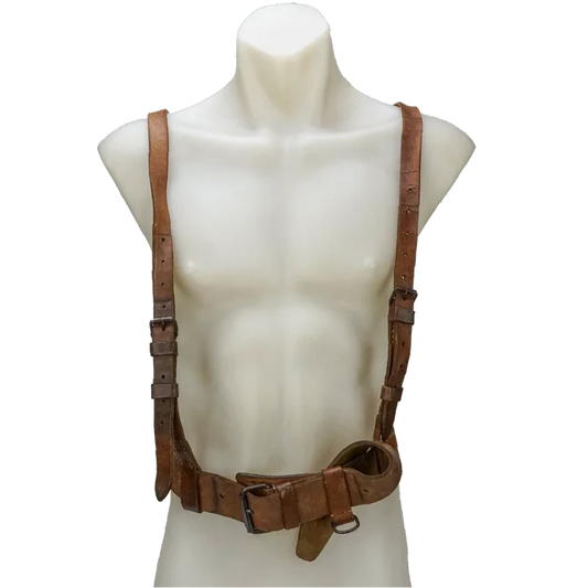 Yugoslavian JNA Leather Belt and Suspenders - Large - Yugoslavian Army Surplus - Belts & Suspenders