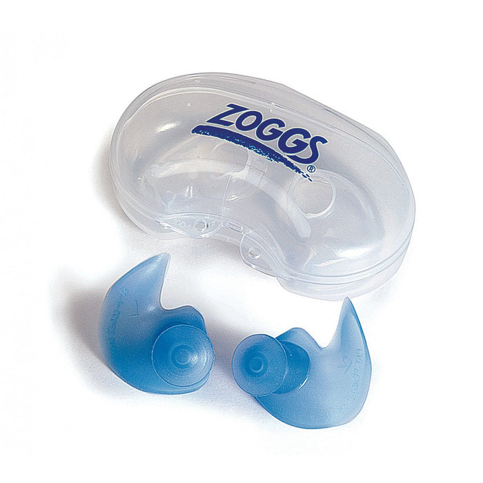 Zoggs Aqua Plugz blue silicone ear plugs ergonomically shaped with case