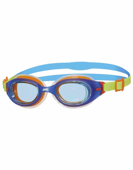 Zoggs Little Sonic Air swim goggles in blue orange with clear lenses
