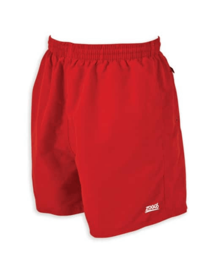 Hot red Zoggs Penrith 17’’ running shorts with elastic waistband, side pockets and internal mesh lining