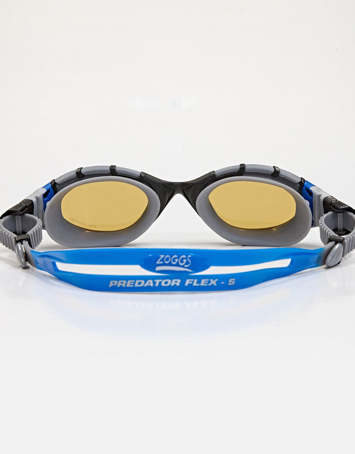 Zoggs Predator Flex Polarized Ultra Goggle with blue black frames yellow lenses