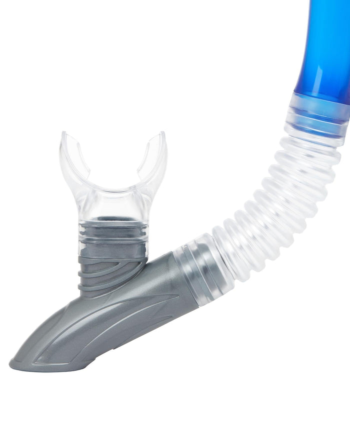 Zoggs Reef Explorer snorkel set with gray snorkel and clear blue mouthpiece