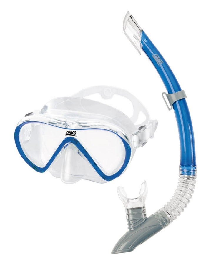 Zoggs Reef Explorer snorkel set with clear blue mask and tube
